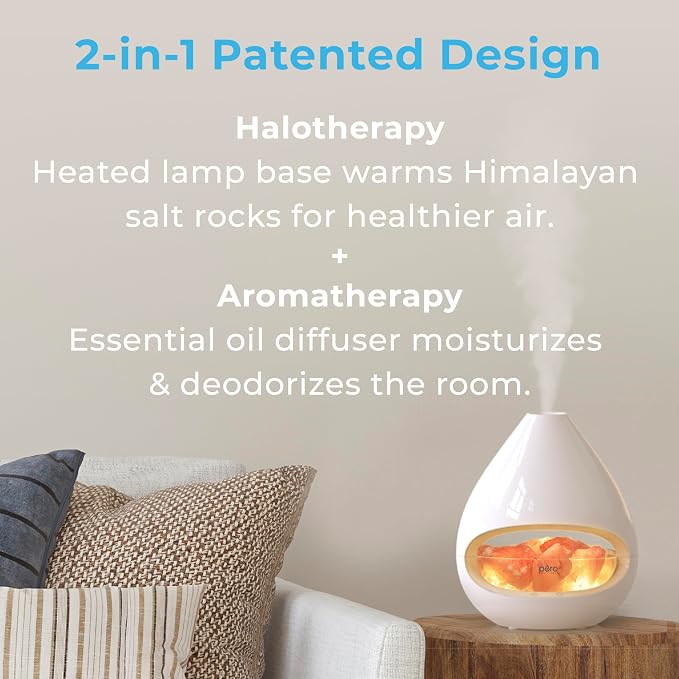 PureGlow Crystal - 2-in-1 Himalayan Salt Lamp & Ultrasonic Essential Oil Diffuser, Original Salt relaxation Lamp, alternate