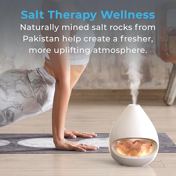 PureGlow Crystal - 2-in-1 Himalayan Salt Lamp & Ultrasonic Essential Oil Diffuser, Original Salt relaxation Lamp, alternate