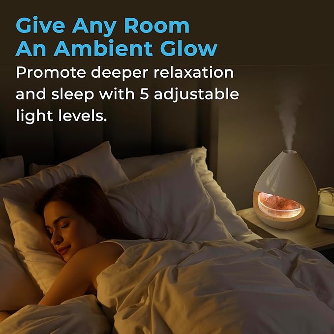 PureGlow Crystal - 2-in-1 Himalayan Salt Lamp & Ultrasonic Essential Oil Diffuser, Original Salt relaxation Lamp, alternate