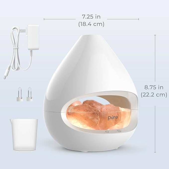 PureGlow Crystal - 2-in-1 Himalayan Salt Lamp & Ultrasonic Essential Oil Diffuser, Original Salt relaxation Lamp, alternate