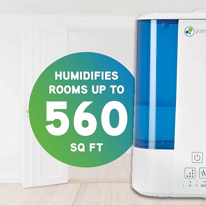 Top Fill Warm and Cool Mist Ultrasonic Humidifier, 560 Sq. Ft., 2 Gallon Tank, 100 Hour Runtime on Low