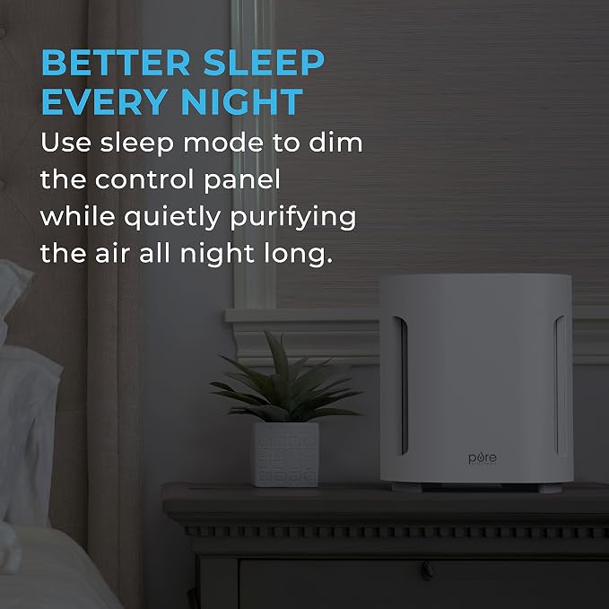 PureZone Air Purifier for Bedroom & Living Room, 4-Stage Filtration & UV-C Light, H13 HEPA Filter Helps Remove Bacteria