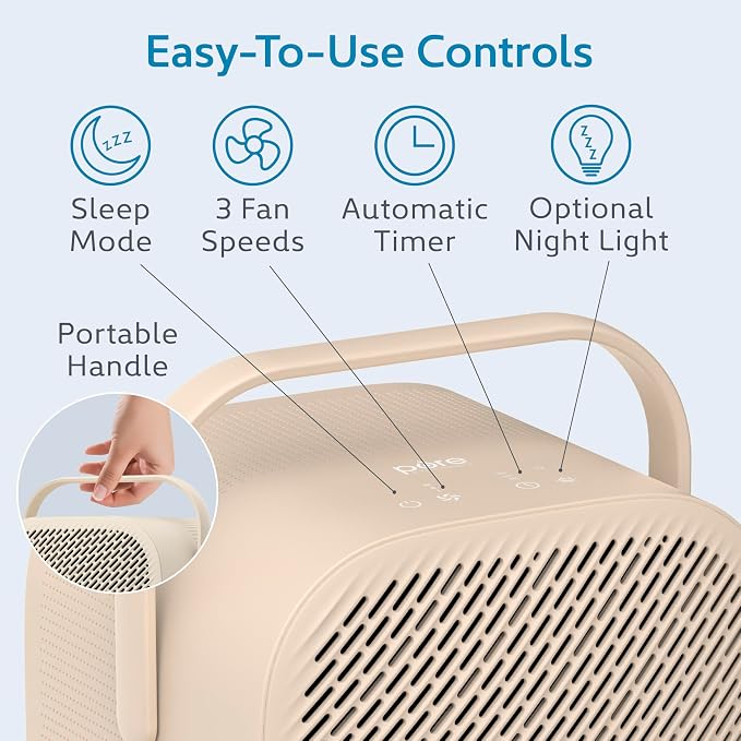PureZone DUO Tabletop Air Purifier – True HEPA, Dual Direction Airflow, 3-Stage Filtration Captures Dust, Smoke, Odors