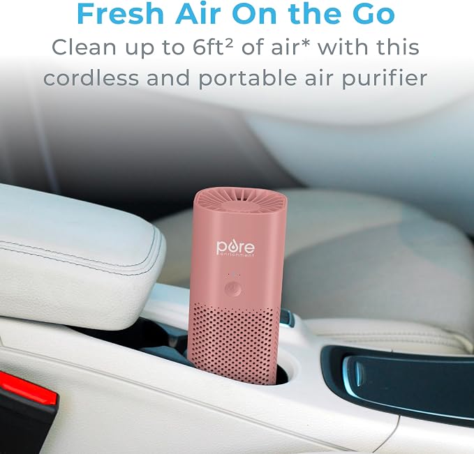 PureZone Mini Portable Air Purifier - Cordless True HEPA Filter Cleans Air & Eliminates Dust, Odors, alternate product view 2