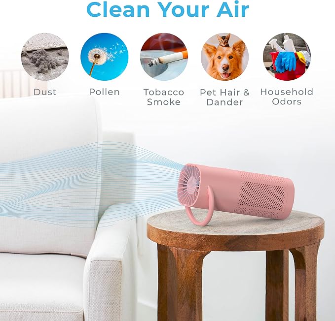 PureZone Mini Portable Air Purifier - Cordless True HEPA Filter Cleans Air & Eliminates Dust, Odors, alternate product view 4