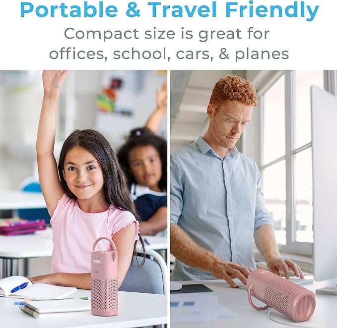 PureZone Mini Portable Air Purifier - Cordless True HEPA Filter Cleans Air & Eliminates Dust, Odors, alternate product view 6