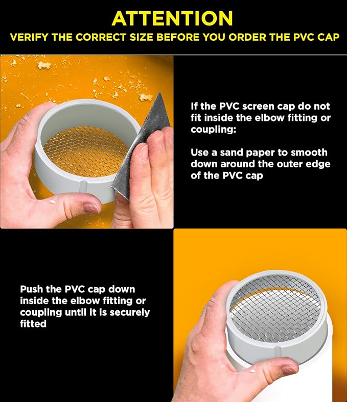 PVC Termination Cap Mesh Screen Vent Cover, Furnace & Roof Stainless Steel Wire Round Exhaust Pipe Cover End 3", alternate