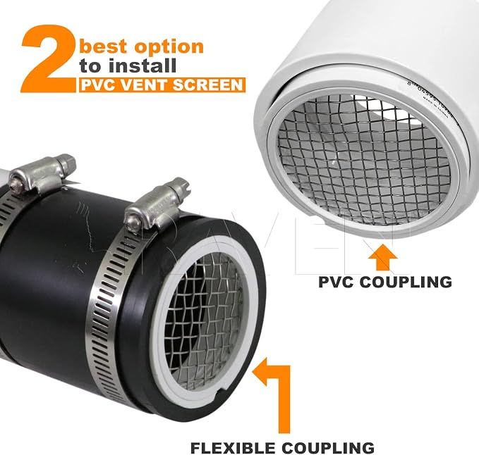 PVC Termination Cap Mesh Screen Vent Cover, Furnace & Roof Stainless Steel Wire Round Exhaust Pipe Cover End 3", alternate