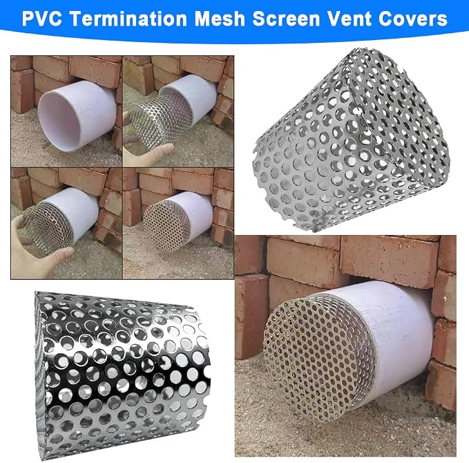 PVC Termination Drainage Exhaust Pipe Mesh Screen Vent Cover,63-75mm/2.5-2.98in Inner Diameter Furnace&Roof 304 Stainless