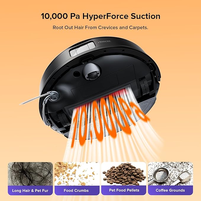 Q10 S5+ Robot Vacuum and Mop, 10,000Pa Suction, Upgraded from Q8 max+, 70 Days Self-Emptying, Obstacle Avoidance, Sonic