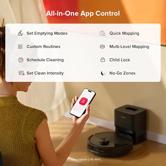 Q10 S5+ Robot Vacuum and Mop, 10,000Pa Suction, Upgraded from Q8 max+, 70 Days Self-Emptying, Obstacle Avoidance, Sonic