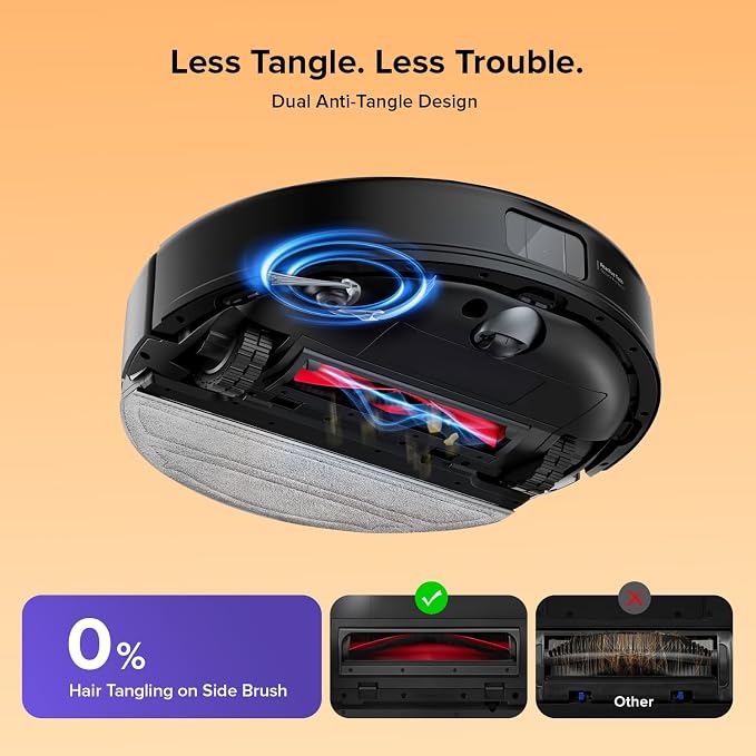 Q10 S5 Robot Vacuum and Mop Cleaner, 10000Pa HyperForce Suction, Dual Anti-Tangle System, Auto-Lifting Mop, ReactiveTech