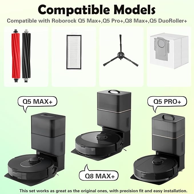 Q5 Max+ Accessories Replacement Parts Compatible with Q5 Max+, Q5 Pro+, Q8 Max+, Q5 DuoRoller+ Robot Vacuum