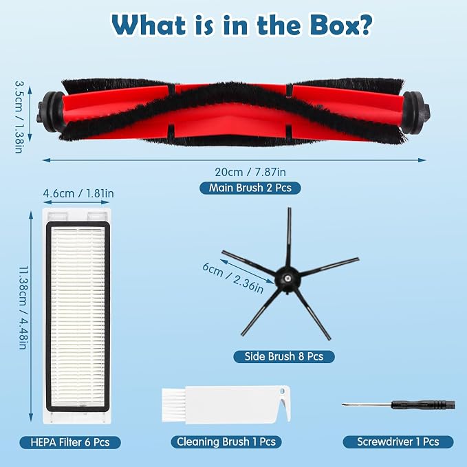 Q5 Replacement Accessories Kit Compatible with Q5 / Q5+ Plus(Not for Q5 Max / Q5 Pro) Robot Vacuum, 2 Main Brushes