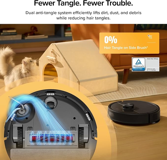 Q7 M5+ Robot Vacuum and Mop, Upgraded from Q5 Max+, Up to 7-9 Weeks Self-Empty, 10000Pa Suction, Dual Anti-Tangle System for