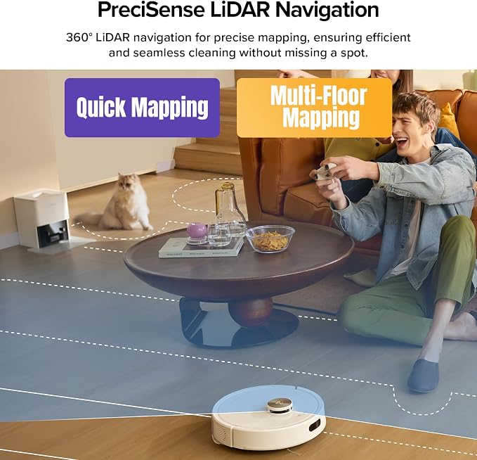 Q7 M5+ Robot Vacuum and Mop, Upgraded from Q5 Max+, Up to 7-9 Weeks Self-Empty, 10000Pa Suction, Dual Anti-Tangle System for
