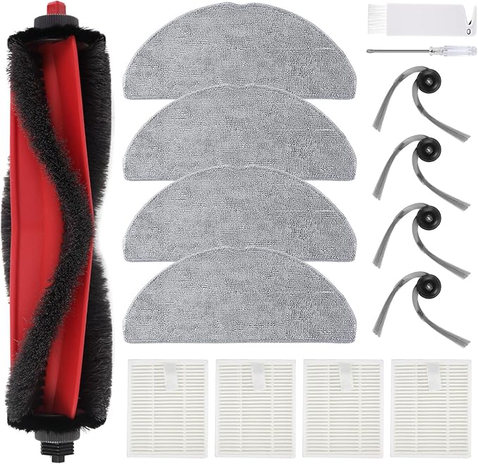Q7M5 Replacement Accessories Kit for Q7 M5/M5+, Q7 L5/L5+ Plus Robot Vacuum, 1 Main Brushes, 4 HEPA Filters, 4 Side