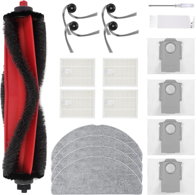 Q7M5 Replacement Accessories Kit for Q7 M5/M5+, Q7 L5/L5+ Plus Robot Vacuum, 1 Main Brushes, 4 HEPA Filters, 4 Side
