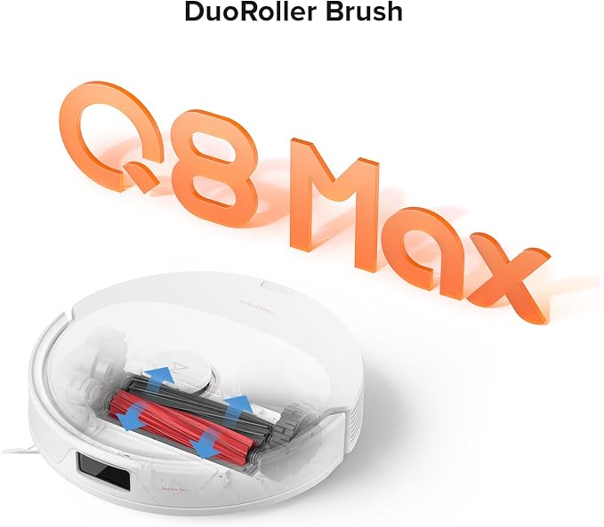 Q8 Max Robot Vacuum and Mop Cleaner, DuoRoller Brush, 5500Pa Strong Suction, Lidar Navigation, Obstacle Avoidance, White
