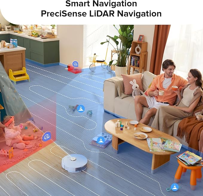 Q8 Max Robot Vacuum and Mop Cleaner, DuoRoller Brush, 5500Pa Strong Suction, Lidar Navigation, Obstacle Avoidance, White