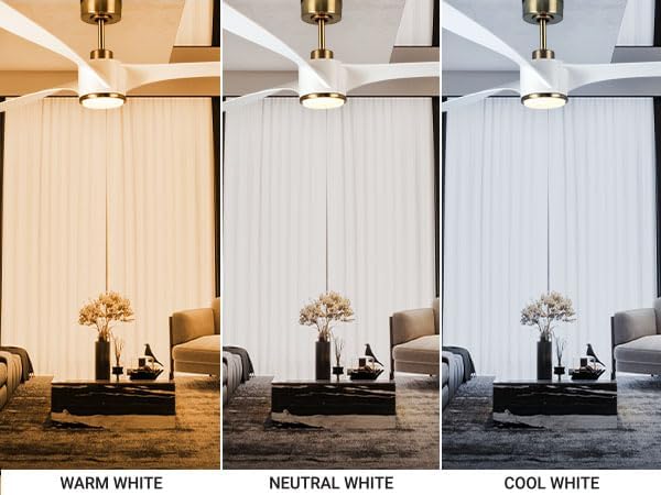 QL2314WH 60-Inch Edgewater Matte White Ceiling Fan with Light, DC Motor, 6-Speed Remote Control, 3-CCT Dimmable LED