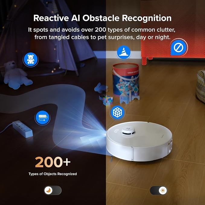 Qrevo Curv 2 Flow Robot Vacuum and Mop, SpiraFlow Real-Time Self-Cleaning Roller Mop, 20,000 Pa, Dual Zero-Tangle System, AI
