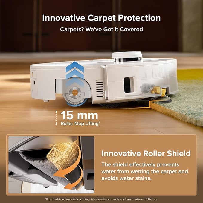 Qrevo Curv 2 Flow Robot Vacuum and Mop, SpiraFlow Real-Time Self-Cleaning Roller Mop, 20,000 Pa, Dual Zero-Tangle System, AI