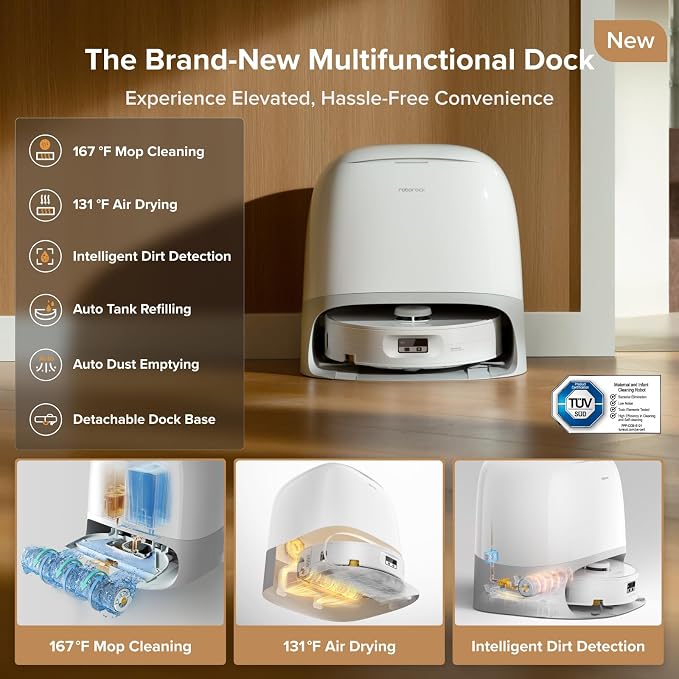 Qrevo Curv 2 Flow Robot Vacuum and Mop, SpiraFlow Real-Time Self-Cleaning Roller Mop, 20,000 Pa, Dual Zero-Tangle System, AI