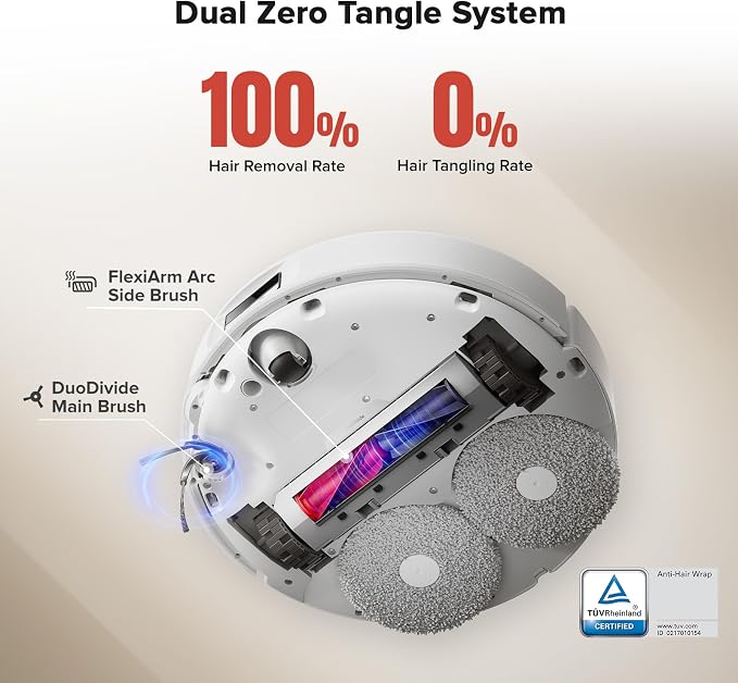 Qrevo Curv Robot Vacuum and Mop, Zero-Tangling, AdaptiLift Chassis, FlexiArm Technology, Al Obstacle Recognition, 17mm Mop
