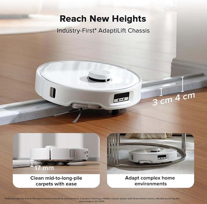 Qrevo Curv Robot Vacuum and Mop, Zero-Tangling, AdaptiLift Chassis, FlexiArm Technology, Al Obstacle Recognition, 17mm Mop