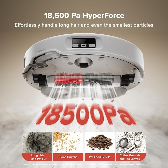 Qrevo Curv Robot Vacuum and Mop, Zero-Tangling, AdaptiLift Chassis, FlexiArm Technology, Al Obstacle Recognition, 17mm Mop