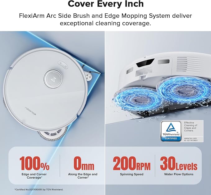 Qrevo Curv Robot Vacuum and Mop, Zero-Tangling, AdaptiLift Chassis, FlexiArm Technology, Al Obstacle Recognition, 17mm Mop