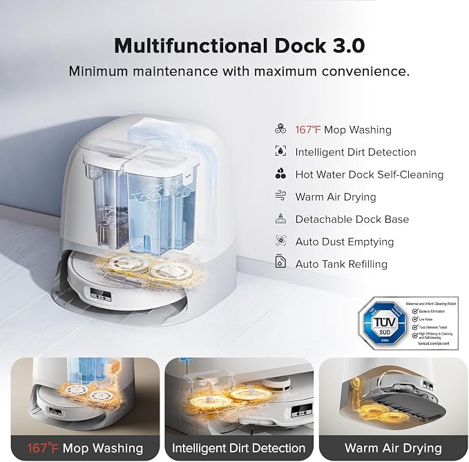 Qrevo Curv Robot Vacuum and Mop, Zero-Tangling, AdaptiLift Chassis, FlexiArm Technology, Al Obstacle Recognition, 17mm Mop