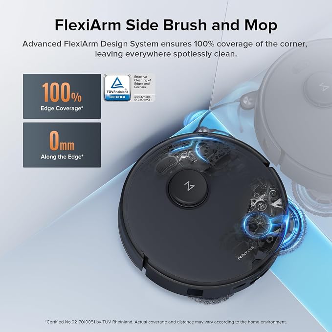 Qrevo Edge S5A Robot Vacuum and Mop, 18,500Pa, Zero-Tangling, DuoDivide Main Brush, FlexiArm Side Brush, Hot Water Mop