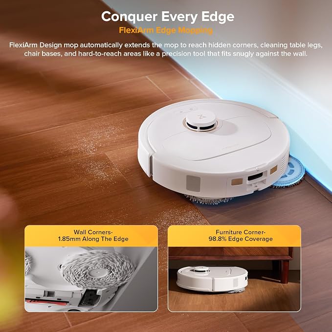 Qrevo S5V Robot Vacuum and Mop, FlexiArm Edge Mopping, 12,000Pa Suction, Dual Zero-Tangle System, Smart Obstacle Avoidance