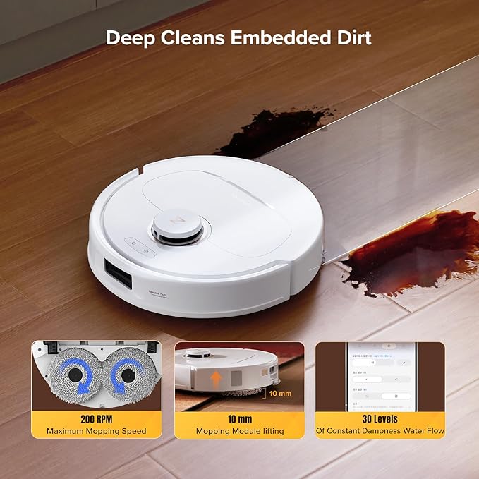 Qrevo S5V Robot Vacuum and Mop, FlexiArm Edge Mopping, 12,000Pa Suction, Dual Zero-Tangle System, Smart Obstacle Avoidance