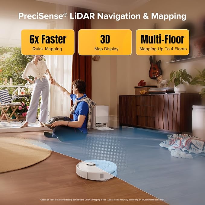 Qrevo S5V Robot Vacuum and Mop, FlexiArm Edge Mopping, 12,000Pa Suction, Dual Zero-Tangle System, Smart Obstacle Avoidance