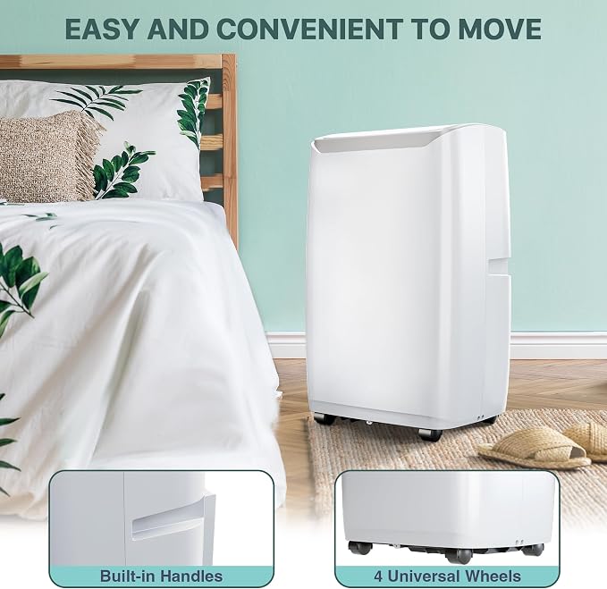 Quiet 12000 BTU Air Conditioner Portable for Room up to 550 Sq.Ft, 3 in-1 Floor Standing AC with Dehumidifier & Fan Mode