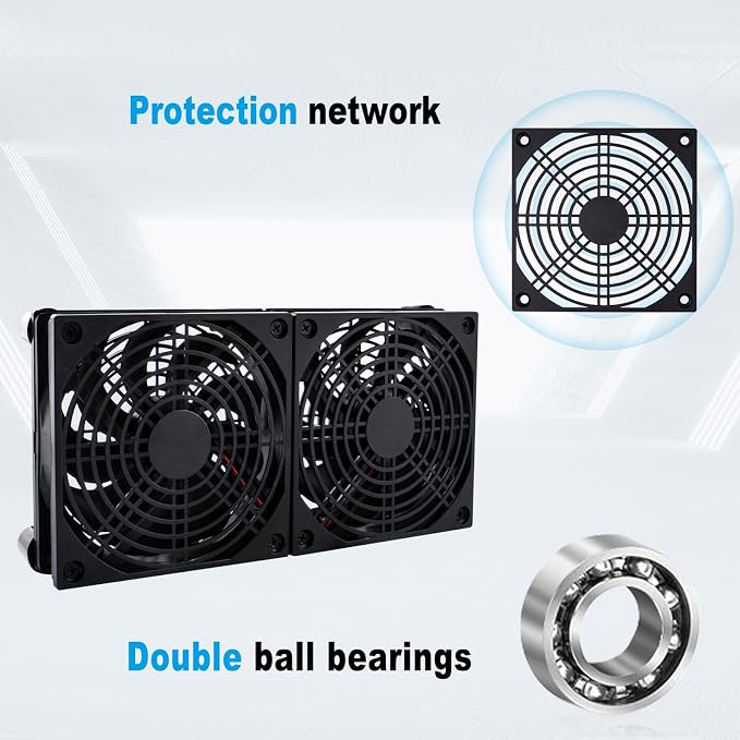 Quiet Dual 120mm USB Fan Dual-Ball Bearings, USB Fan 5V, with L/M/H 3-Degree Speed Controller High Airflow Cooling Fan for