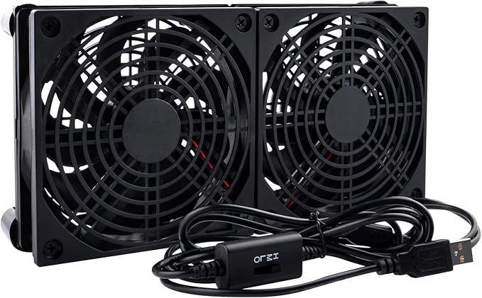 Quiet Dual 120mm USB Fan Dual-Ball Bearings, USB Fan 5V, with L/M/H 3-Degree Speed Controller High Airflow Cooling Fan for