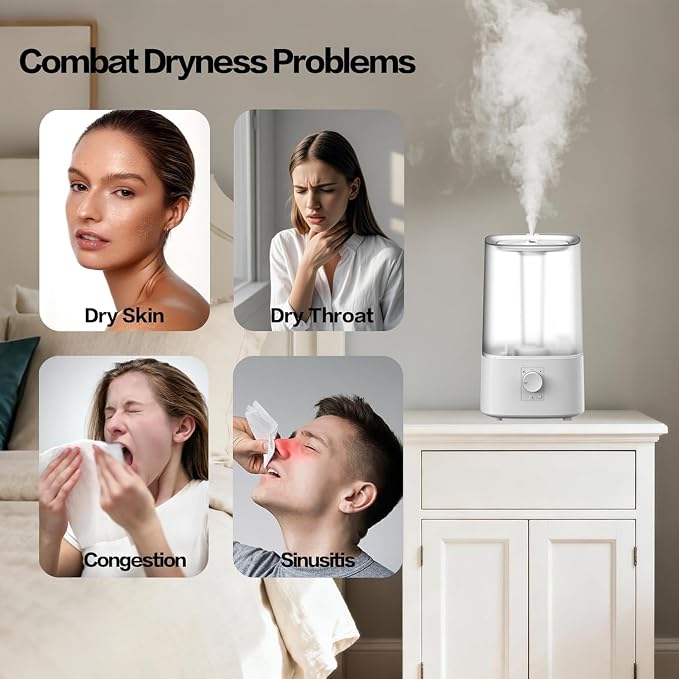 Quiet Humidifiers for Bedroom, Ultrasonic Cool Mist Humidifier with Top-Fill, alternate product view 6