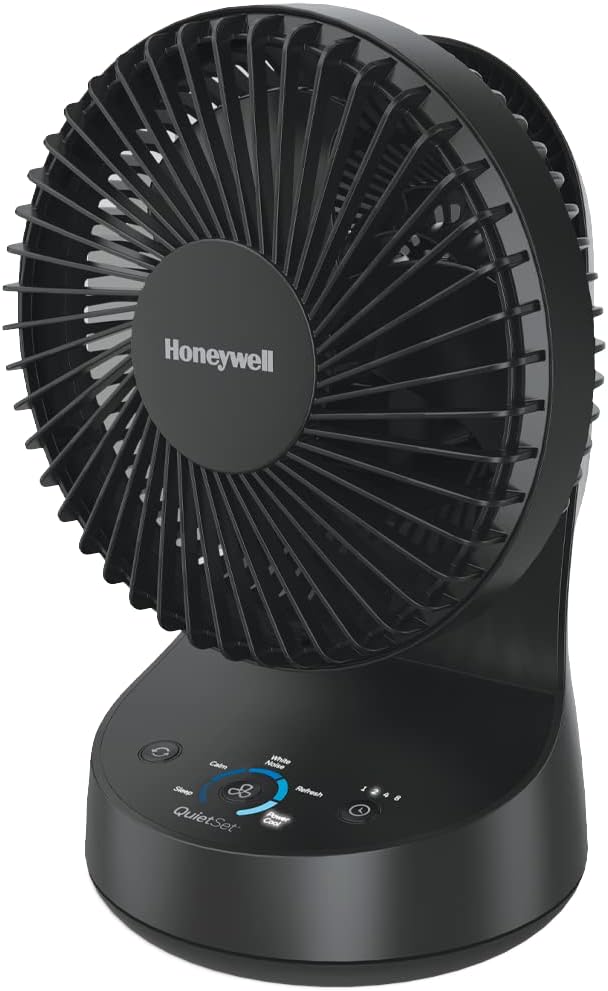 QuietSet 5 Oscillating Table Fan, Black – Personal and Small Room Fan with Quiet Operation and 5 Levels of Power and Sound