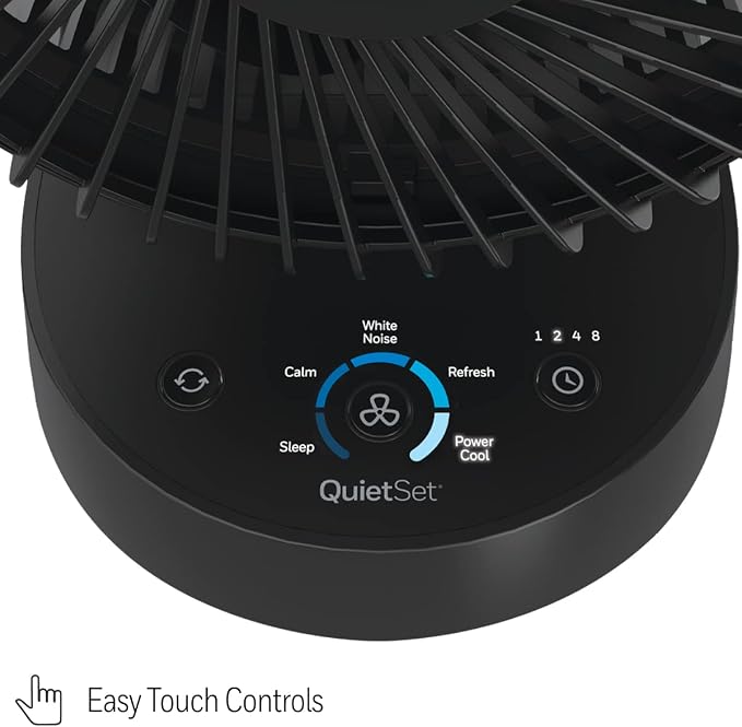 QuietSet 5 Oscillating Table Fan, Black – Personal and Small Room Fan with Quiet Operation and 5 Levels of Power and Sound