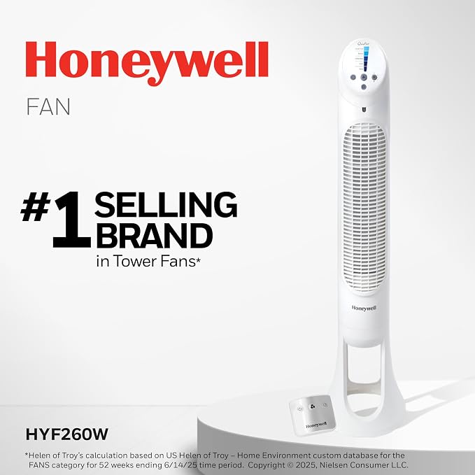 QuietSet Whole Room Oscillating Tower filter Fan with Remote, White, HYF260, alternate product view 2