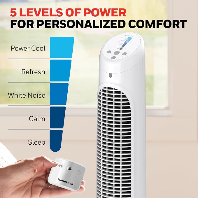 QuietSet Whole Room Oscillating Tower filter Fan with Remote, White, HYF260, alternate product view 4