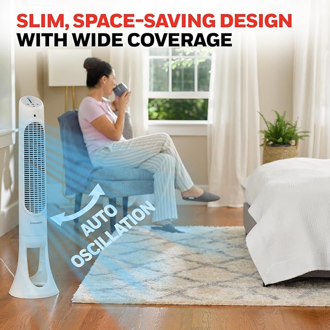 QuietSet Whole Room Oscillating Tower filter Fan with Remote, White, HYF260, alternate product view 7