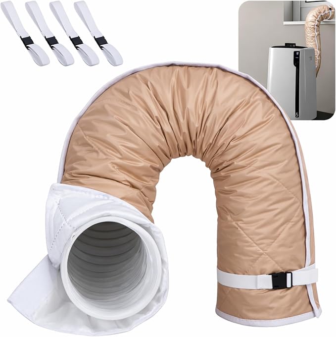 Quilting Air Conditioner Hose Cover, AC Insulated Hose Cover Wrap with 4 Adjustable Buckle Straps, Portable Air Conditioner