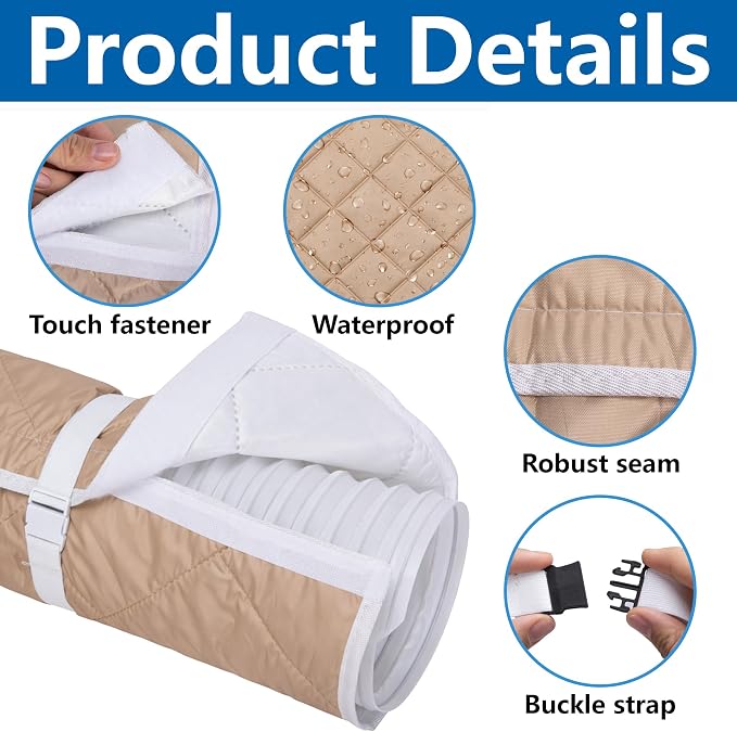 Quilting Air Conditioner Hose Cover, AC Insulated Hose Cover Wrap with 4 Adjustable Buckle Straps, Portable Air Conditioner