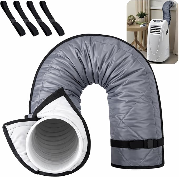 Quilting Air Conditioner Hose Cover, AC Insulated Hose Cover Wrap with 4 Adjustable Buckle Straps, Portable Air Conditioner