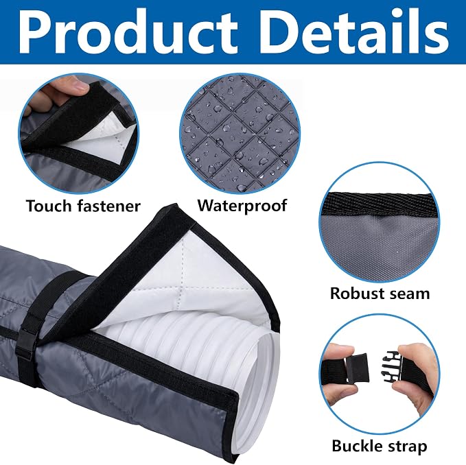 Quilting Air Conditioner Hose Cover, AC Insulated Hose Cover Wrap with 4 Adjustable Buckle Straps, Portable Air Conditioner